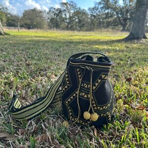 Black and Gold Patterned Women Bag